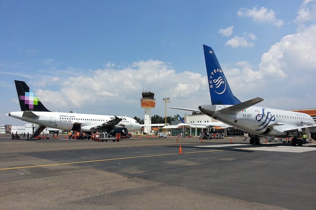 Volaris and Aeromexico jets at the Morelia airport